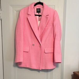 Zara Women's Vibrant Pink Textured Blazer
